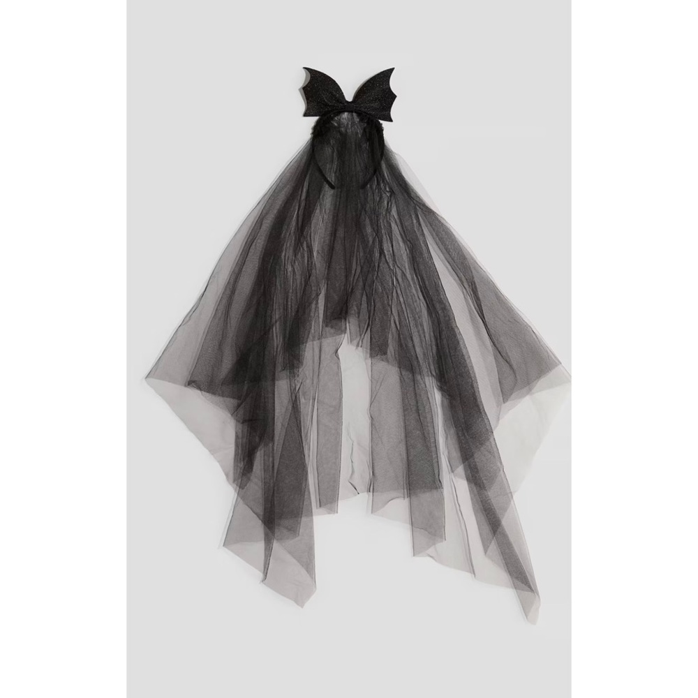 H&M Halloween Glitter Bat Black Veil Headpiece